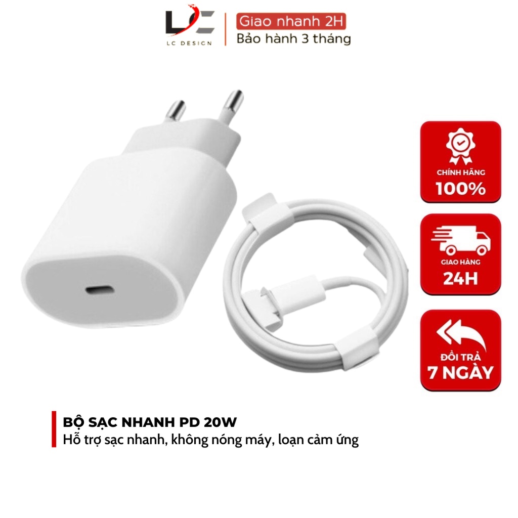 Bộ Củ Cáp Sạc Nhanh PD 20W sạc ổn định an toàn cho điện thoại ip 6 đến 13 pro max- LinkeeTech