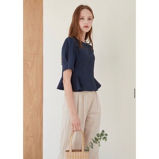 Áo Mixxo Nút Bọc Tay Xếp Li