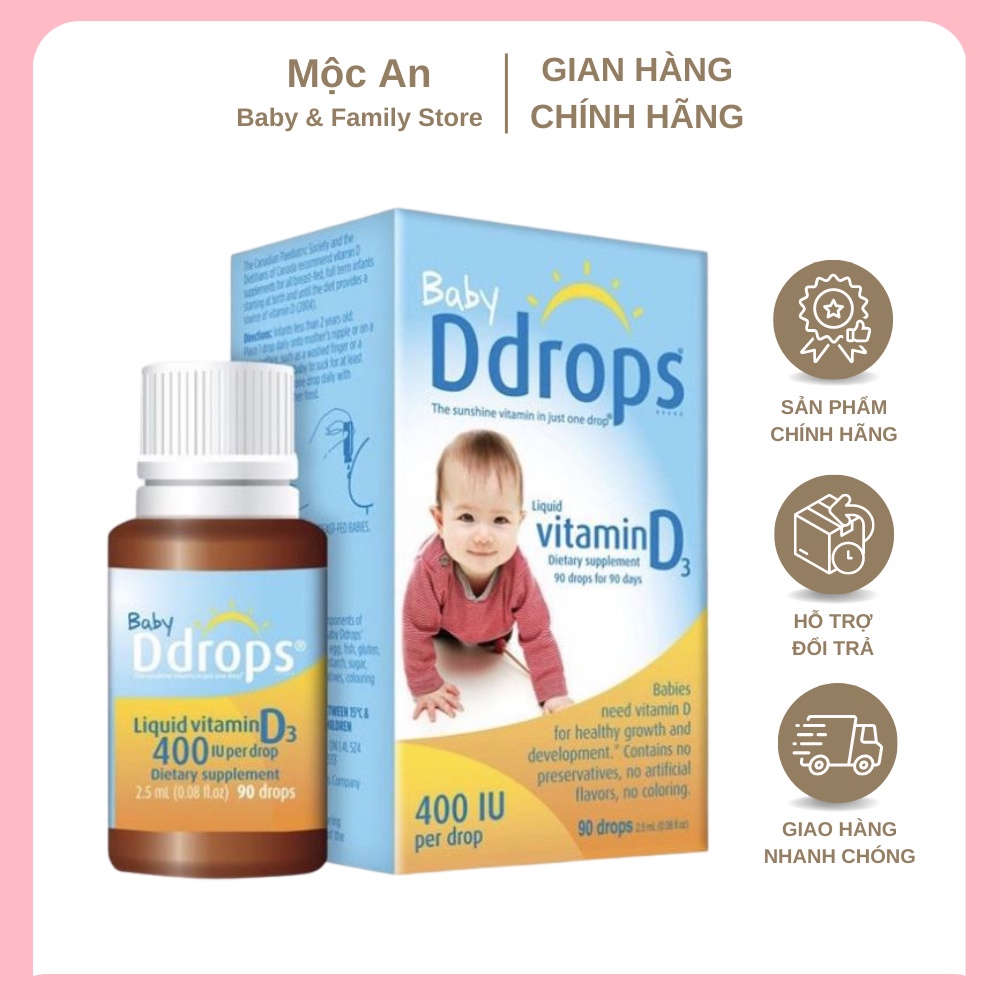 Vitamin D3 Drops - Baby Ddrops Vitamin D3 Drop Cho Bé 90 Giọt Của Mỹ