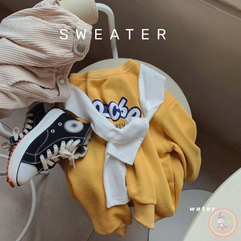 Áo Thun Sweater Cổ Tròn Tay Dài In Chữ Phối Khăn Choàng Kiểu Hàn Quốc Dễ Thương Cho Bé Gái