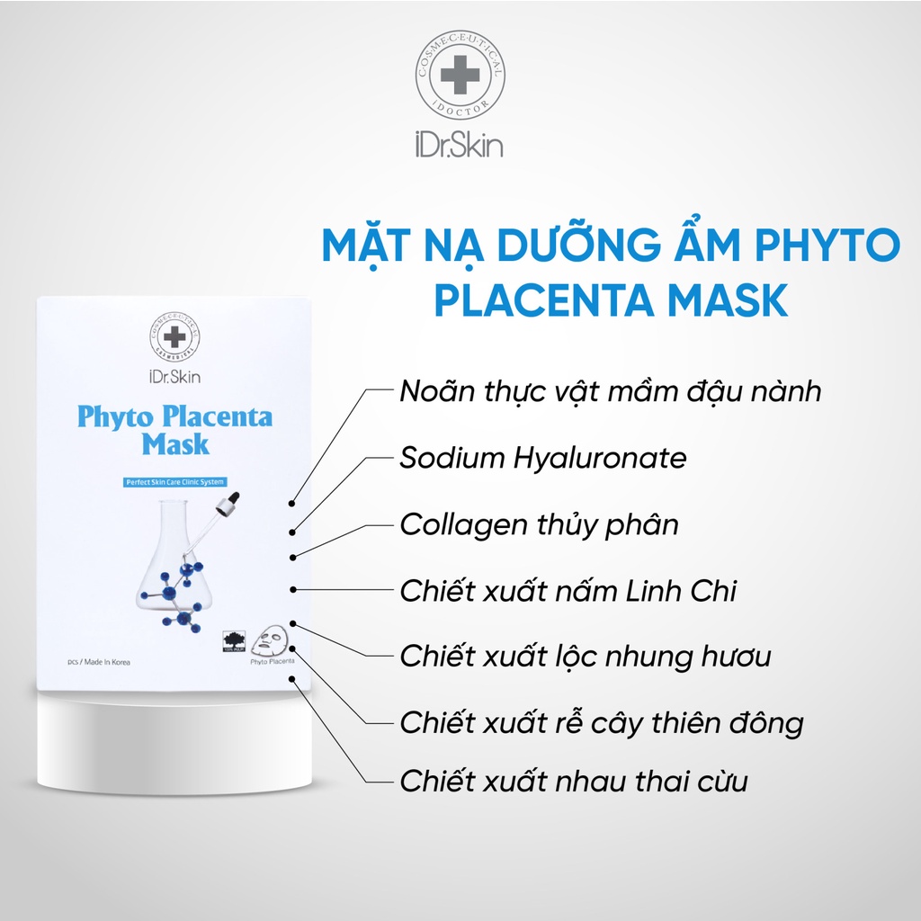 [iDr.Skin Chính Hãng] Mặt Nạ nhau thai iDr.Skin Phyto Placenta Mask (lẻ 1 miếng)