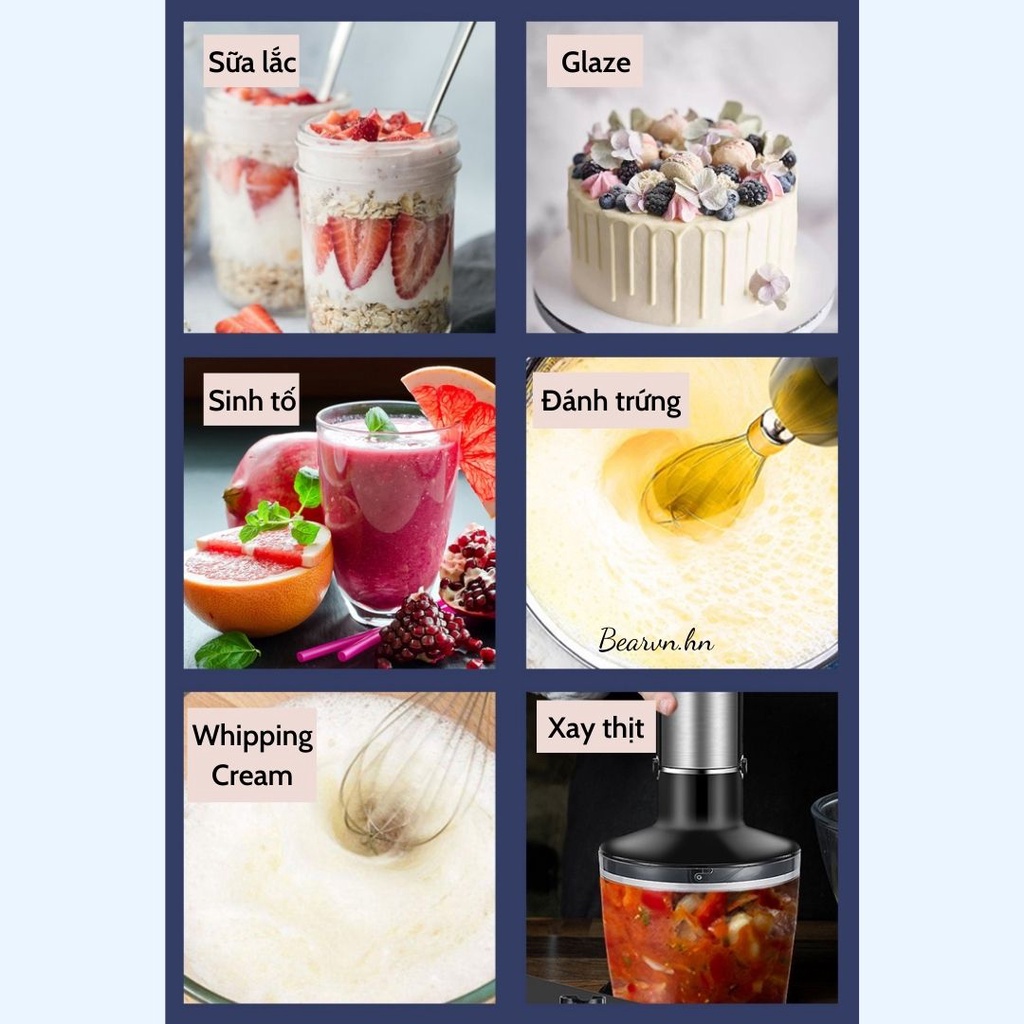 Bộ Máy Xay Cầm Tay Đa Năng 5 in 1 HÀN QUỐC LOHAS LS-328 Máy Xay Thịt, Xay Sinh Tố, Đánh Trứng