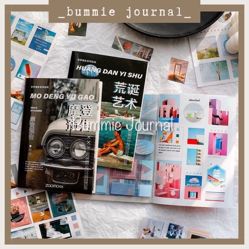 Quyển sticker ảnh phong cách retro vintage trang trí sổ journal, scrapbook