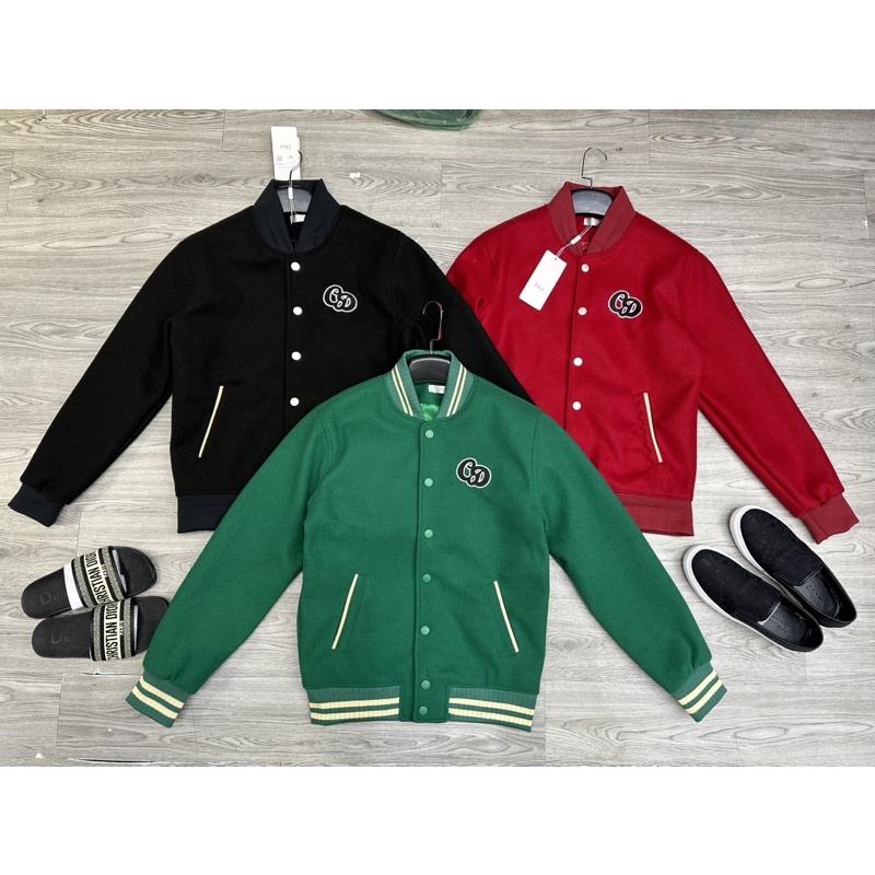 Áo khoác dạ thêu chữ Di-0r lưng siêu chất dáng bomber