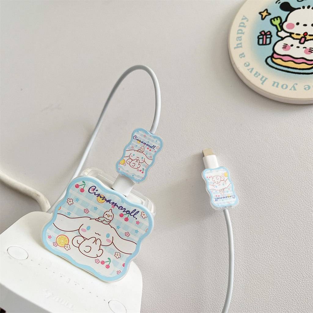 Bộ 3 Vỏ Bọc Bảo Vệ Đầu Sạc iPhone 18W / 20W / Cạnh Gợn Sóng / Melody Kuromi Cinnamon Dog Type-C