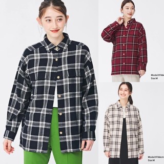 Áo sơ mi nữ kẻ caro dòng Flannel thời trang của GU - Nhật
