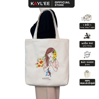   Túi Thêu  Túi Vải Tote Nữ Đeo Vai Thêu Hình Cô Gái KAYLEE Vải Canvas Có Khóa Kéo Miệng KT 39x37x6cm TT02 