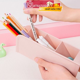 Hộp đựng bút viết, đồ văn phòng phẩm đa năng 4 ngăn (màu ngẫu nhiên)