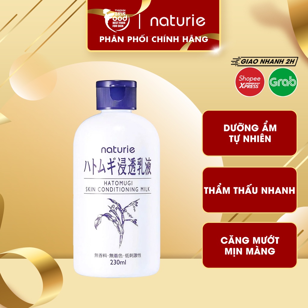 Sữa Dưỡng Ẩm Cân Bằng Da Mịn Màng Chiết Xuất Hạt Ý Dĩ Naturie Hatomugi Skin Conditioning Milk 230ml