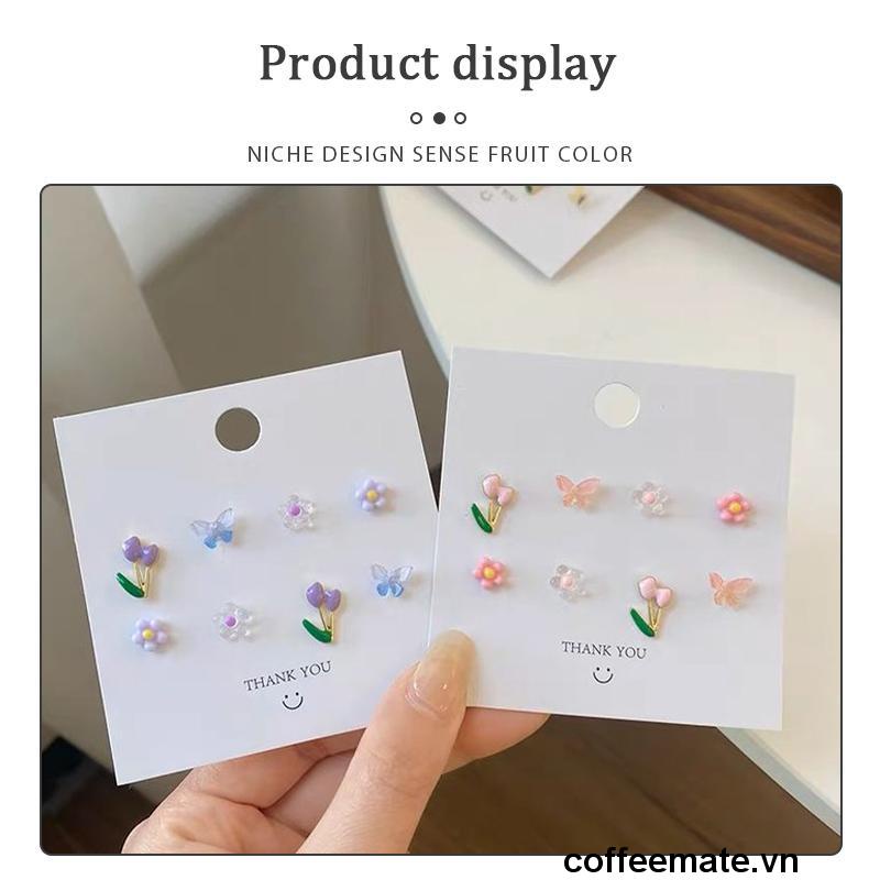 ⚡Set bông tai hình hoa/ bướm đính ngọc trai giả thời trang cho nữ