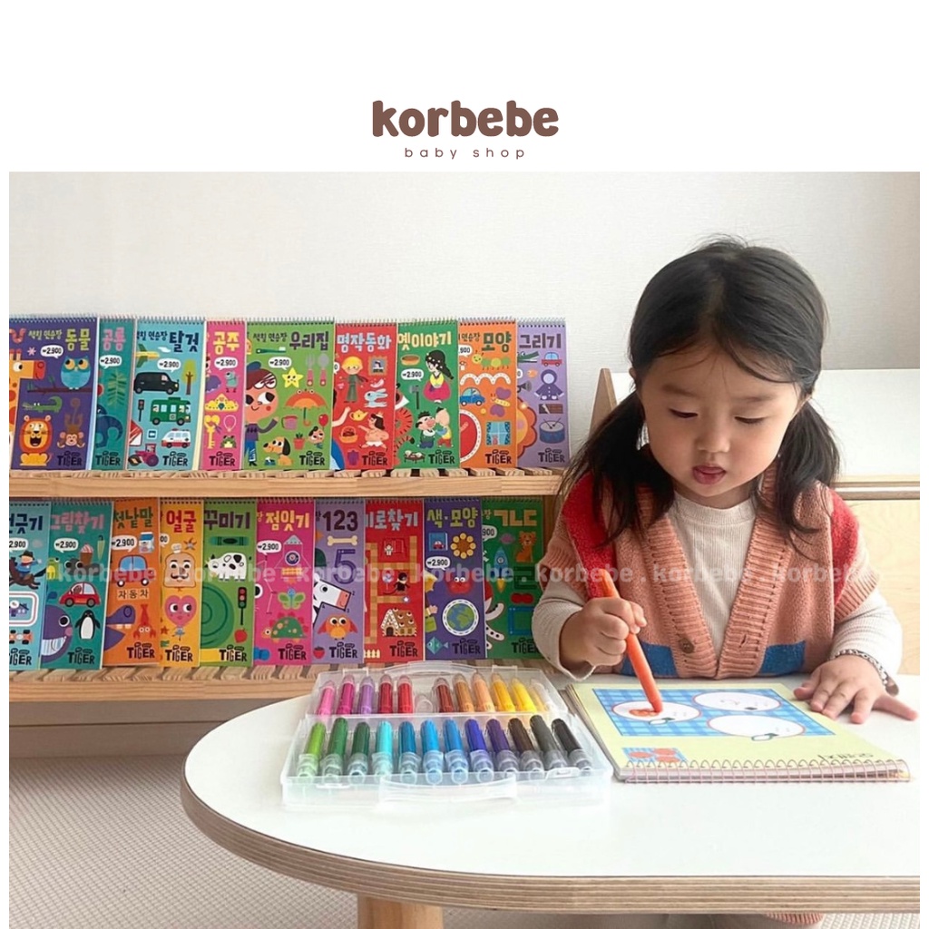 Bút màu lụa mềm cho bé 12 24 màu Silky Crayons Colors 3in1 My Little Tiger Hàn Quốc