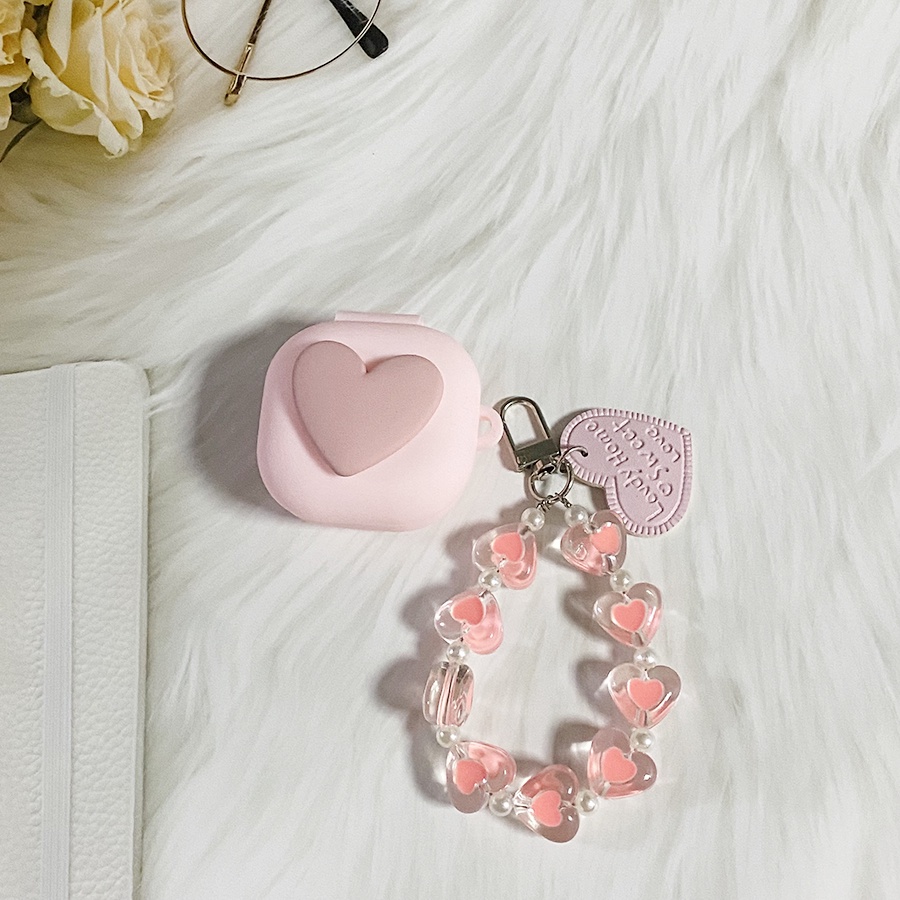 Ốp Điện Thoại Silicon Hình Trái Tim Có Dây Đeo Cho samsung galaxy buds live / buds 2 pro / buds fe galaxy buds2 pro