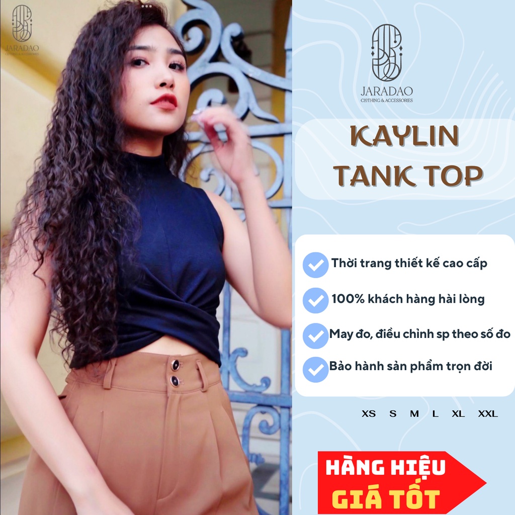 Áo thun croptop xoắn eo len thu đông kiểu cách thiết kế cá tính độc lạ Vintage Retro Âu Mỹ Hebe Tank Top - JARADAO