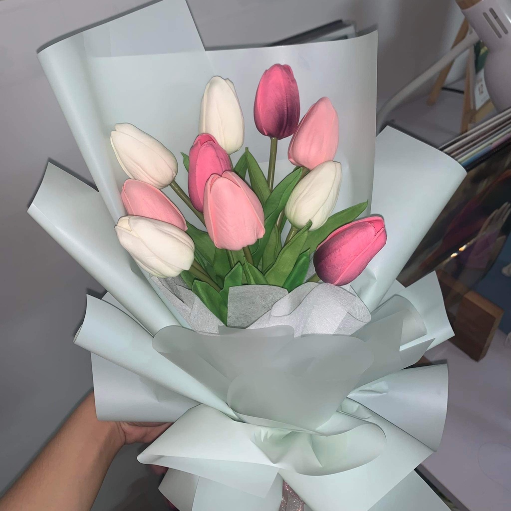 Bó hoa Tulip giả cao cấp nhiều màu sắc bông tulip bó giống thật 99%, quà tặng valentine, sinh nhật, tốt nghi