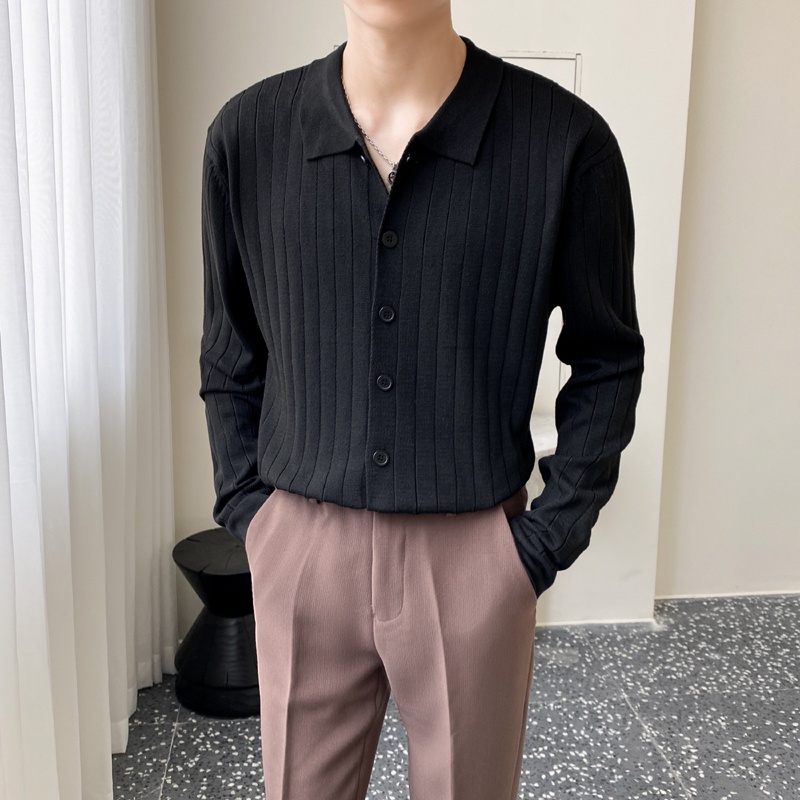 Áo Khoác Cardigan Dệt Kim Mỏng Nhẹ Cổ Bẻ Thời Trang Mùa Thu Sang Trọng Cho Nam 1 / 24