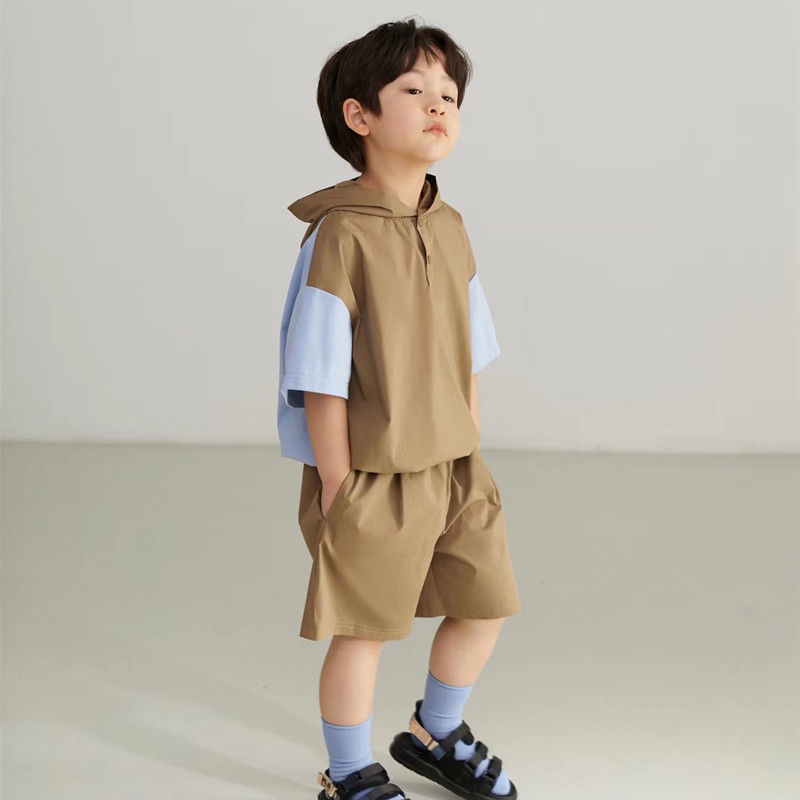 Bộ Đồ Vest Thời Trang Lịch Lãm Cho Bé Trai❏♞Set Áo Thun Ngắn Tay + Quần Short Thời Trang Cho Bé Trai