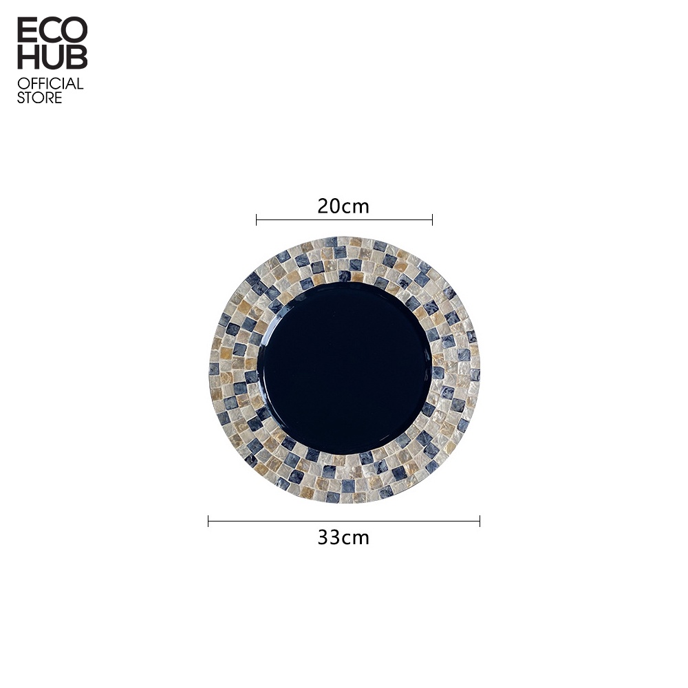 Khay, đĩa khảm trai ECOHUB hình tròn dùng để đồ uống, đồ ăn nhẹ 33CM (Platter) | E00343