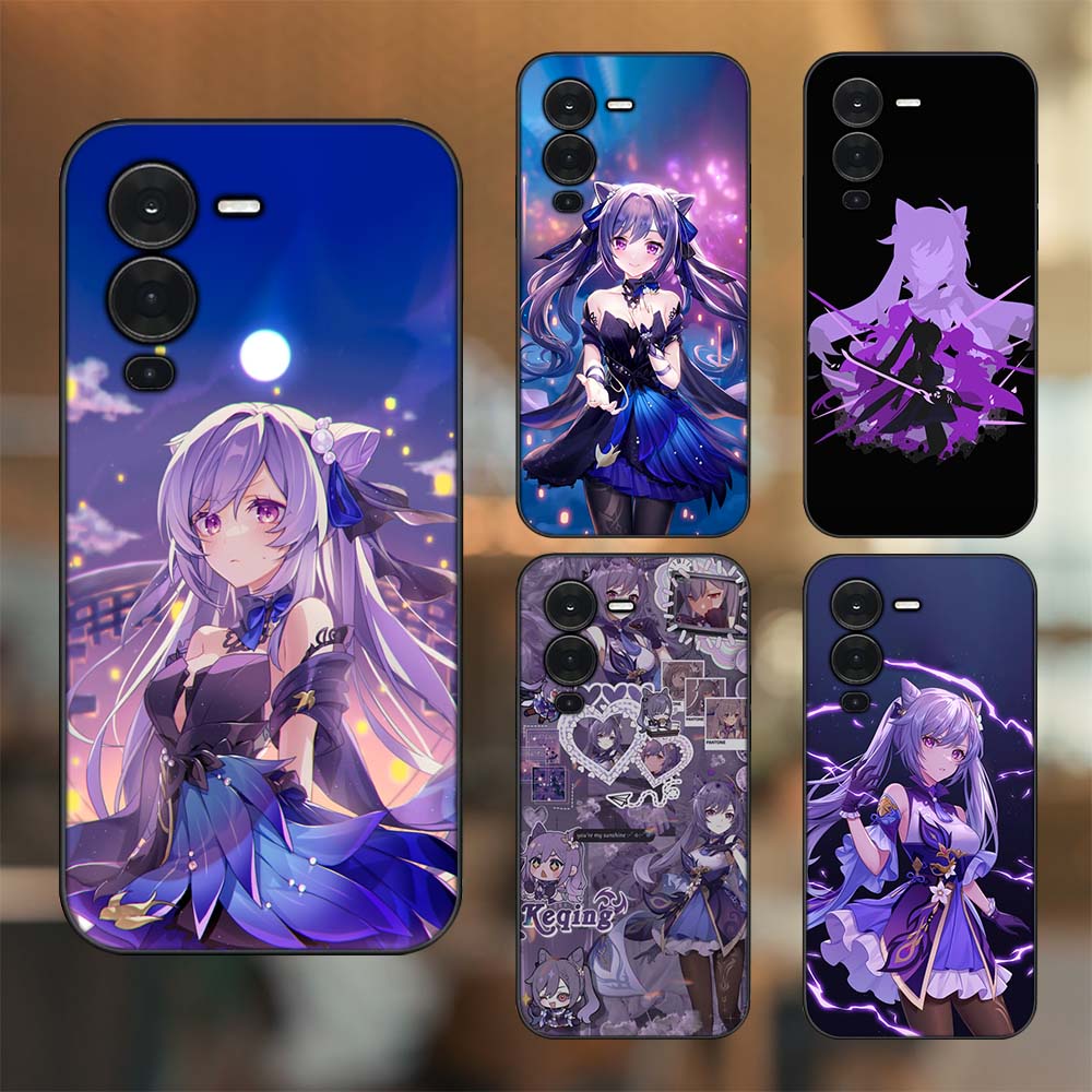 Ốp lưng Vivo V25 Pro viền đen in hình Keqing Genshin Impact