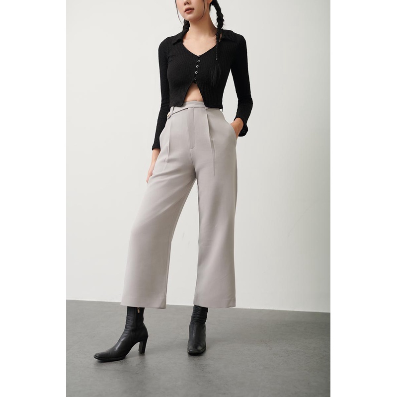 Quần dài tây lưng gài lệch 1 ly thời trang GAGO màu xám GO4182