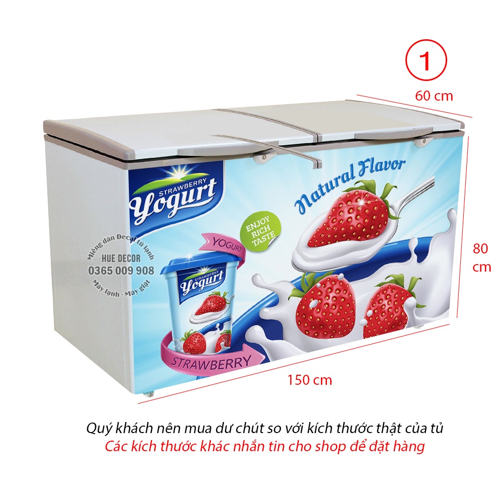 Miếng dán tủ đông kem dâu siêu bền chống nước, dày dặn, giá tốt, chất lượng
