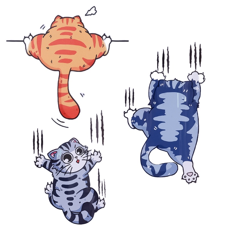 Miếng Dán Trang Trí Xe Hơi Hình Mèo Leo Núi Dễ Thương Chống Thấm Nước Siêu Dính DIY