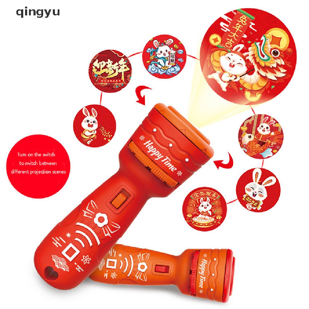 Đồ Chơi Đèn Pin Chiếu Họa Tiết Thỏ Hoạt Hình Giáo Dục Sớm Cho Bé