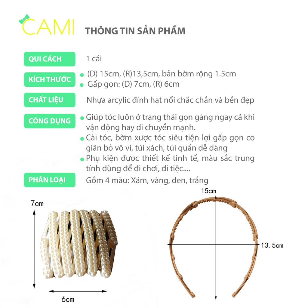 Cài tóc, bờm xược tóc chất liệu nhựa bền bỉ, màu sắc đa dạng, không gây gãy tóc - Cami - CMPK312
