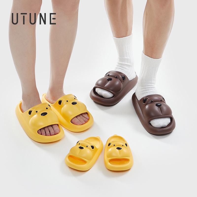 Dép Đi Trong Nhà / Ngoài Trời Đế Phẳng Chống Trượt Mềm Mại Hình Gấu Dễ Thương Thời Trang Mùa Hè Cho Nam