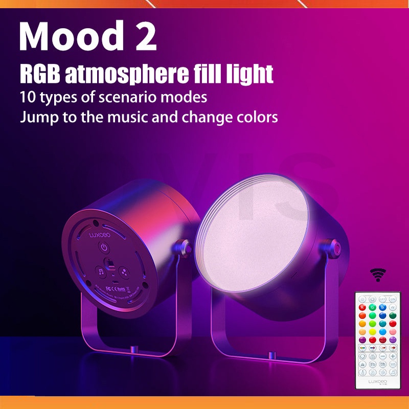 Luxceo Mood 2 - Đèn LED Phông Nền Cho Quay Phim, Chụp Hình, Hỗ Trợ 10 Hiệu Ứng, Điều Khiển Từ Xa, Đổi Màu Theo Âm Nhạc