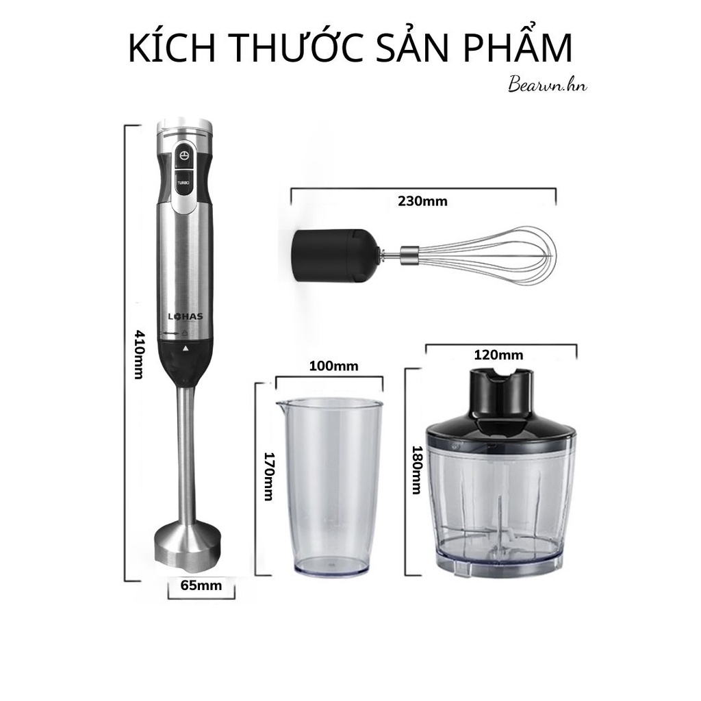 Bộ Máy Xay Cầm Tay Đa Năng 5 in 1 HÀN QUỐC LOHAS LS-328 Máy Xay Thịt, Xay Sinh Tố, Đánh Trứng