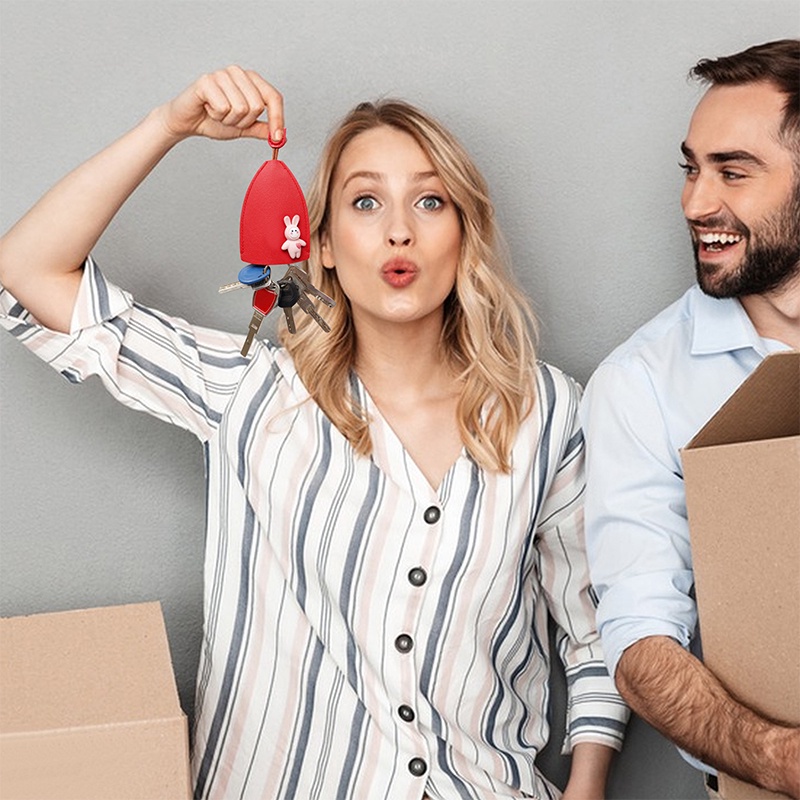 Túi Da PU Đựng Chìa Khóa Xe Hơi Đa Năng Hình Thỏ Hoạt Hình Dễ Thương Ốp