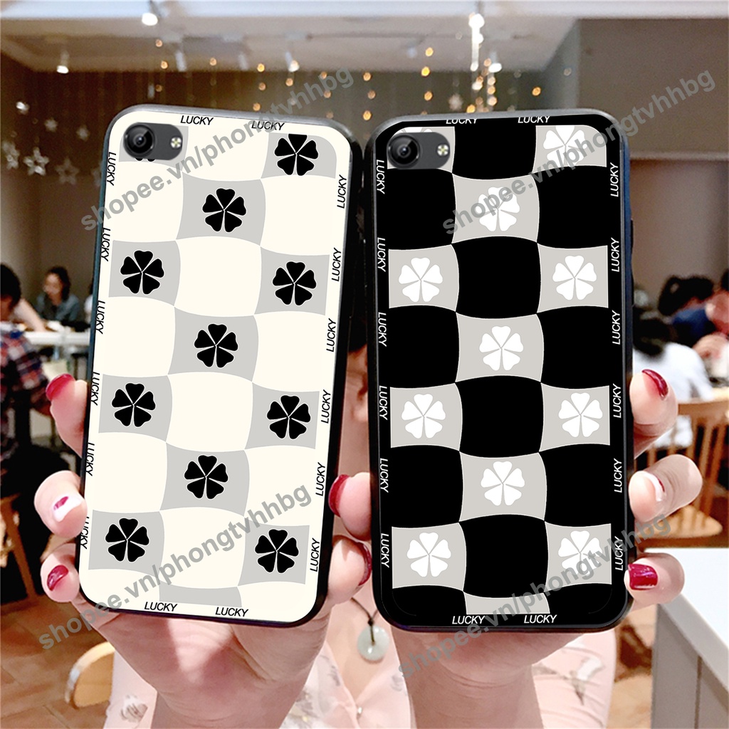 Ốp lưng Vivo Y81 / Y83 / Y71 caro mẫu hoa trắng đen cực đẹp cute giá rẻ