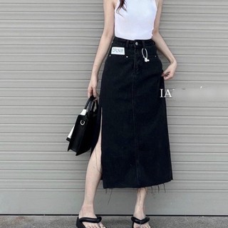 CHÂN VÁY JEAN ĐEN XẺ