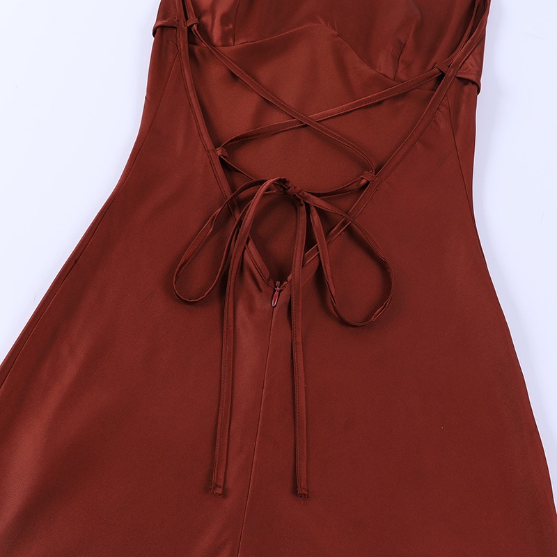 DUNEA Đầm Dự Tiệc Vải Satin Dài Hở Lưng Quyến Rũ Cho Nữ