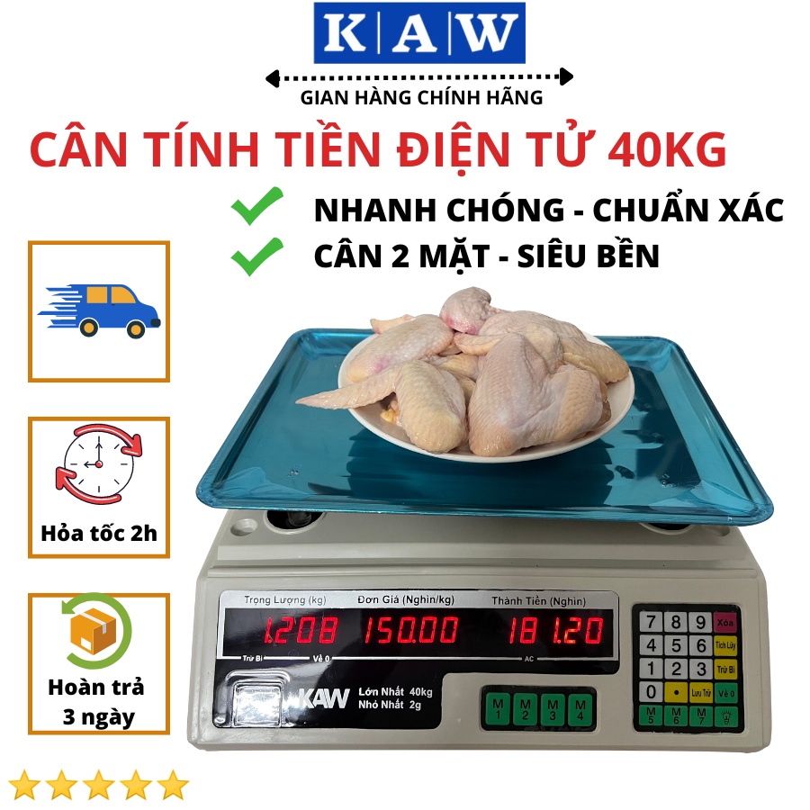 Cân tính tiền điện tử 40kg 2 mặt chính xác tiện lợi dễ sử dụng, bảo hành 12 tháng