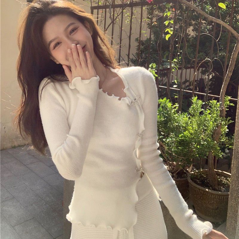 Áo Sweater Tay Dài Dáng Ôm Phong Cách Phương Tây Thời Trang Mùa Xuân 2023 Mới