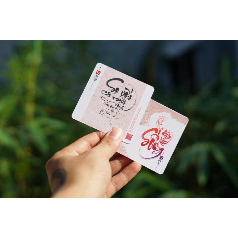 Bộ bài thư pháp CẢM HỨNG VÀ ĐỘNG LỰC SỐNG | Bộ 74 thẻ | 7.4cm x 7.4cm | Lá duyên