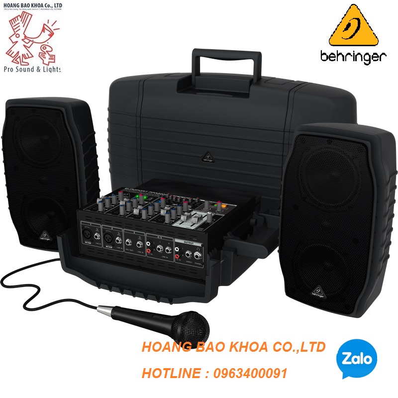 PPA200 Hệ Thống 2 Loa Liền Công Suất 200w Behringer -Mixer 5 kênh ,công suất 200 Watt,FX Klark Teknik