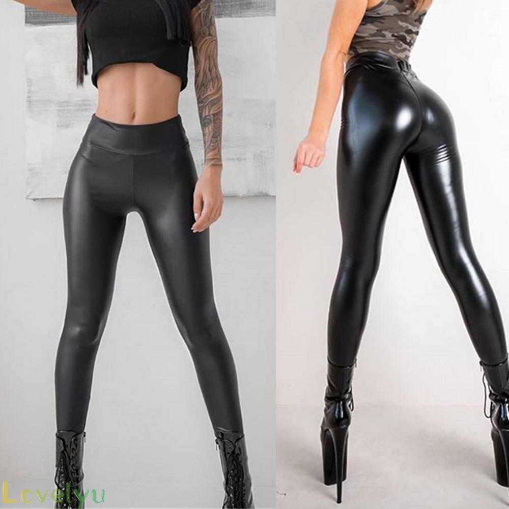 ⭐ Fast delivery ⭐Womens-Wet Look Pants Faux Leather Skinny Leggings High Waist Pencil Trousers