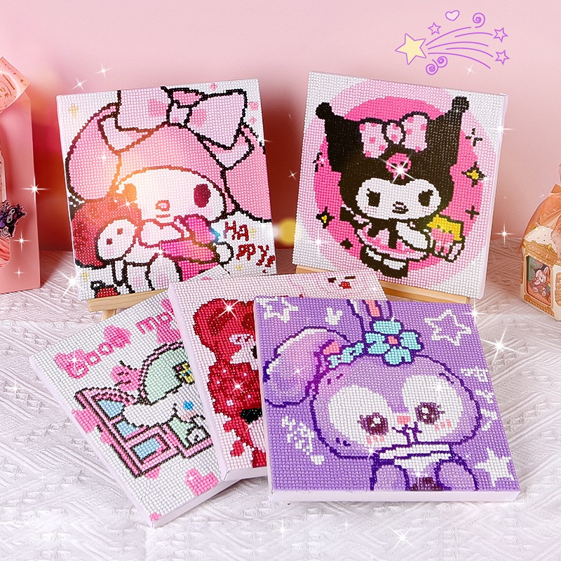 SANRIO Bộ Tranh Đính Đá Tự Làm Họa Tiết Hoạt Hình 20 * 20 Cho Bé