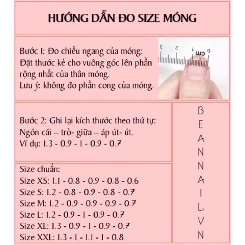 Móng úp thiết kế thủ công nhà BEAN tặng kèm keo&dũa - B222