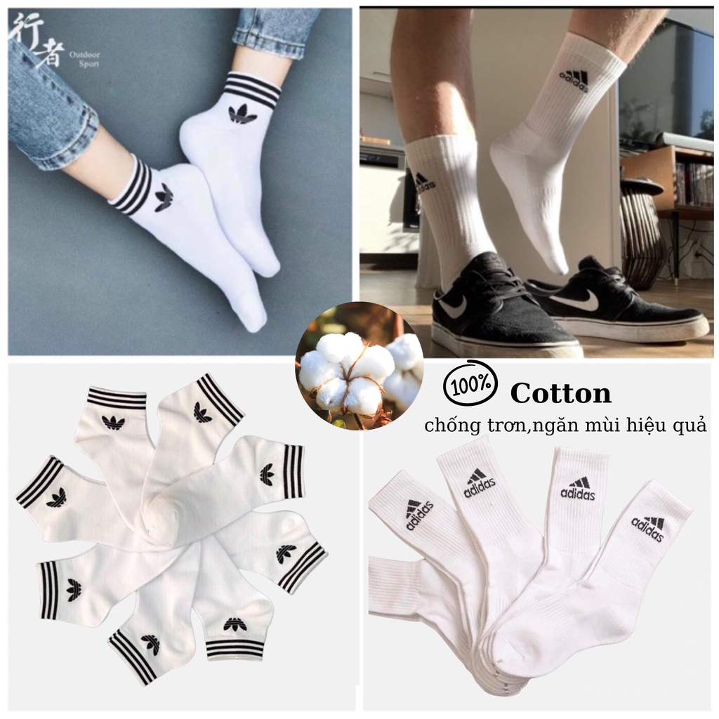vớ cổ ngắn thời trang, tất vớ thể thao Adidas cổ ngắn .