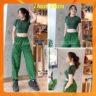Bộ thể thao nữ, bộ quần jogger áo croptop tập gym, aerobic, dance FUNOFF siêu cá tính chất thun co dãn