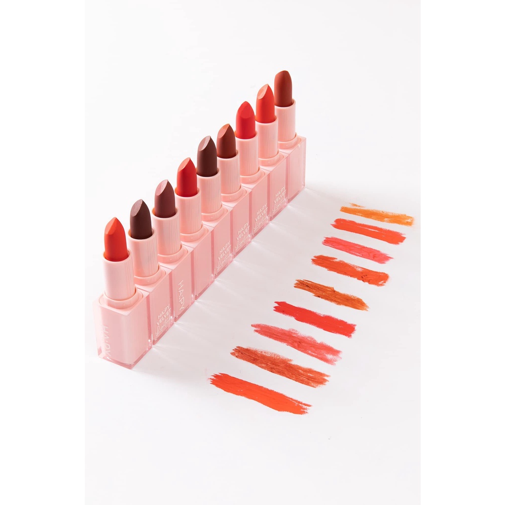 Son thỏi Hapy Velvet Lipstick son sáp Happy nhung lì cao cấp 4.5g- Mua 1 tặng 1
