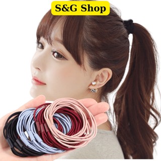 Thun cột tóc nữ trơn đàn hồi đơn giản S&G, phụ kiện buộc tóc co giãn nhiều màu cho bé gái điệu đà