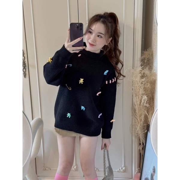 ÁO LEN CHARM GẤU 3 MÀU HÀNG QC