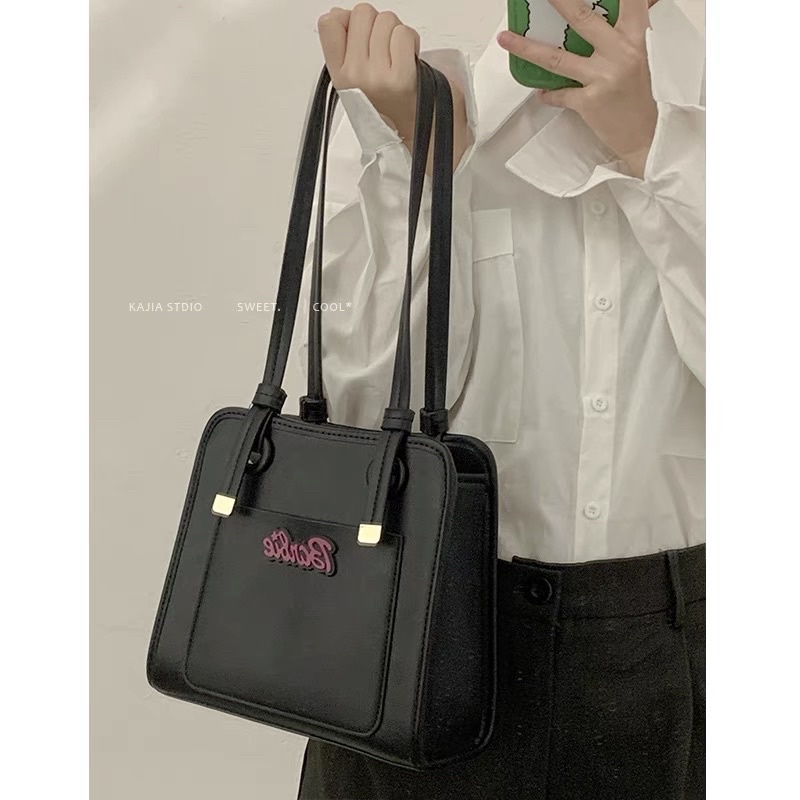 Túi Xách Đen Barbie Dáng Vuông Vừa Phong Cách Lolita Học Sinh Ulzzang
