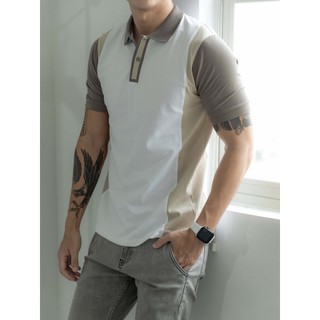 Áo Polo Taupe Placket Block 