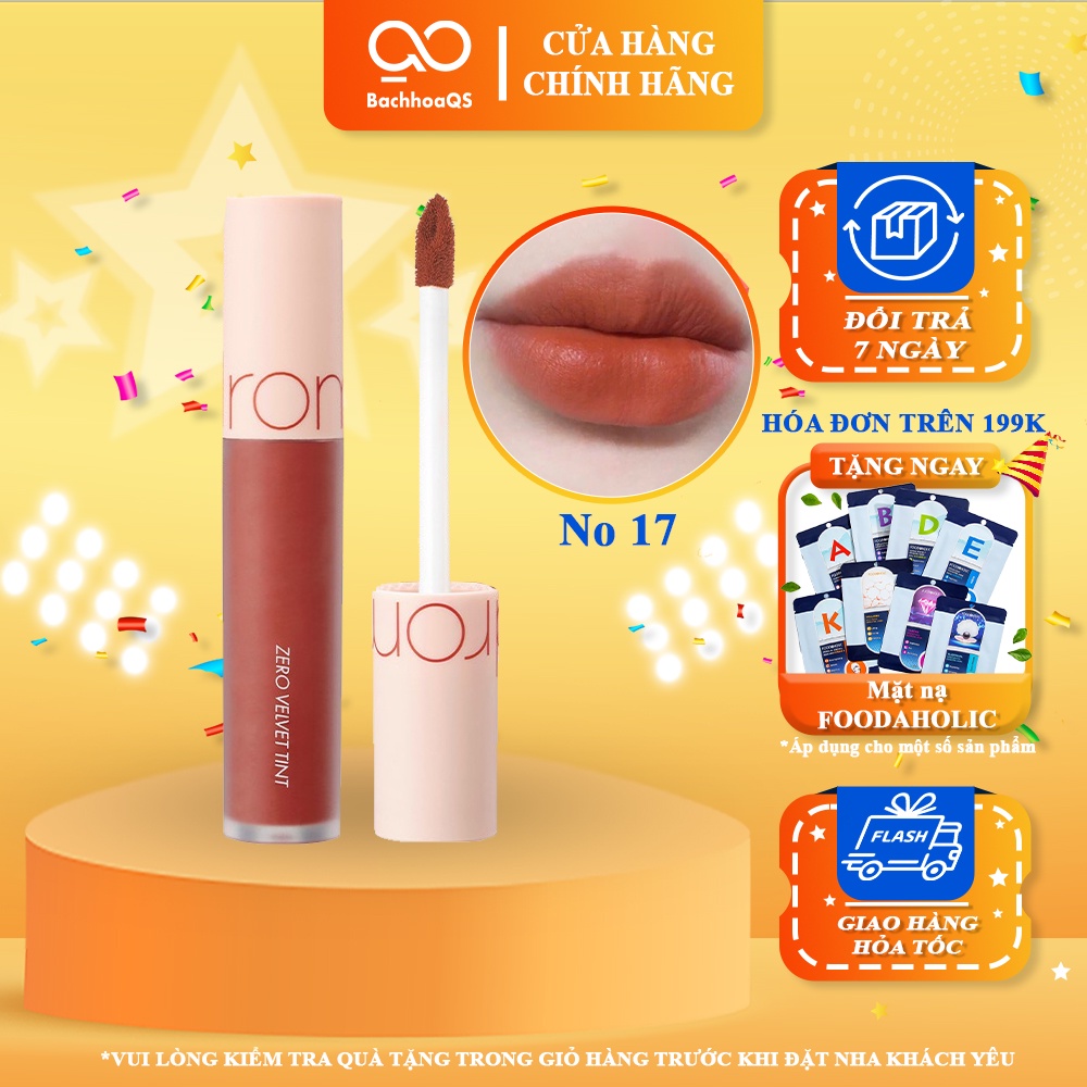 Son kem lì mềm mượt lâu trôi Romand Nude Zero Velvet Tint màu 17 cam đào nude Toasty Nude mẫu mới