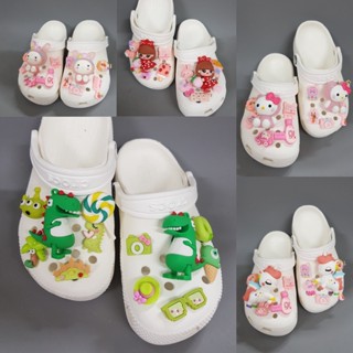 Combo sục crocs classic cho bé trai bé gái màu trắng, giày clog kid nam( tặng kèm chip đèn nháy)